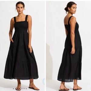 Seafolly Australia Faithful Midi Black Dress Size Small